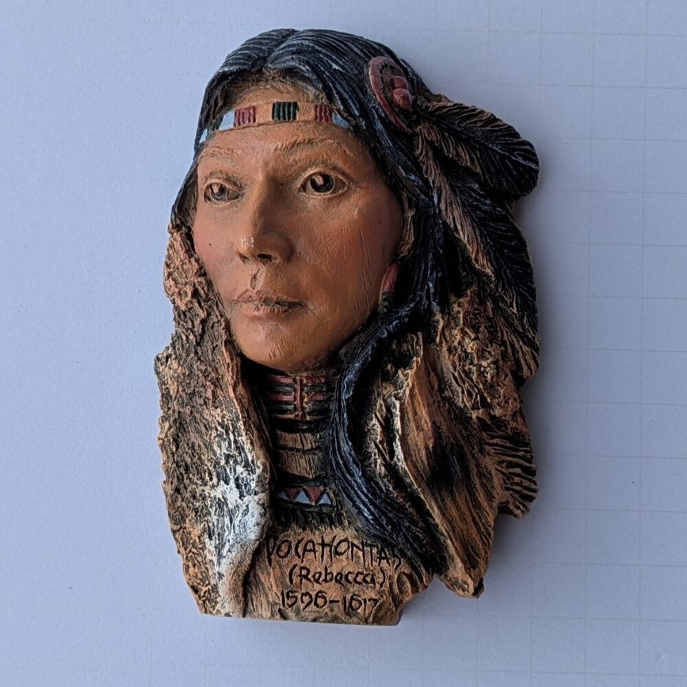 Pocahontas (Rebecca) 1596 – 1617 Painted Carved Portrait